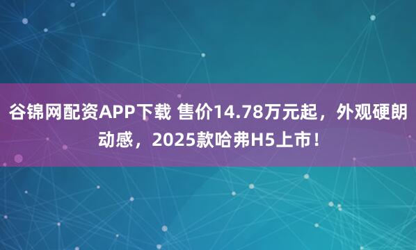 谷锦网配资APP下载 售价14.78万元起，外观硬朗动感，2025款哈弗H5上市！