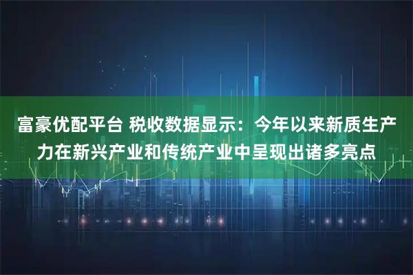 富豪优配平台 税收数据显示：今年以来新质生产力在新兴产业和传统产业中呈现出诸多亮点